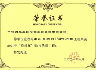 南山里淮南舜耕杯（市优质工程）